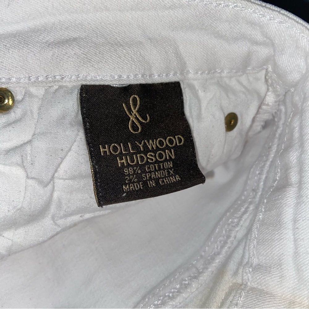 Hudson Vintage Hollywood Los Angeles Women's Sz 14 White  Jeans Ankle Zip - Picture 5 of 15